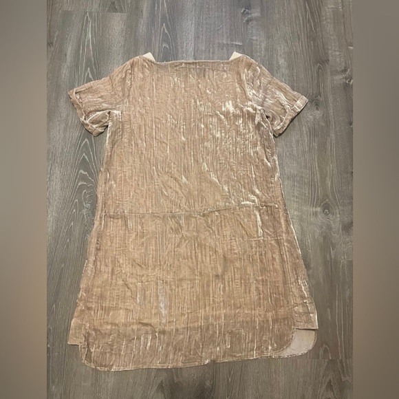 Anthropologie Floreat Champagne Crinkle Velvet Shift Tunic Style Dress Size S - Picture 9 of 9